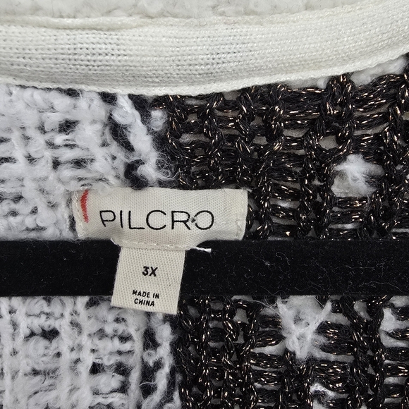 Pilcro V-Neck Fuzzy Printed Popover Sweater soft cozy Size 3X - Picture 4 of 10